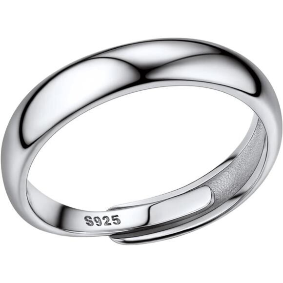925 Sterling Silver Adjustable Open Ring for Women, Solid Sterling Silver Ring - Picture 1 of 8